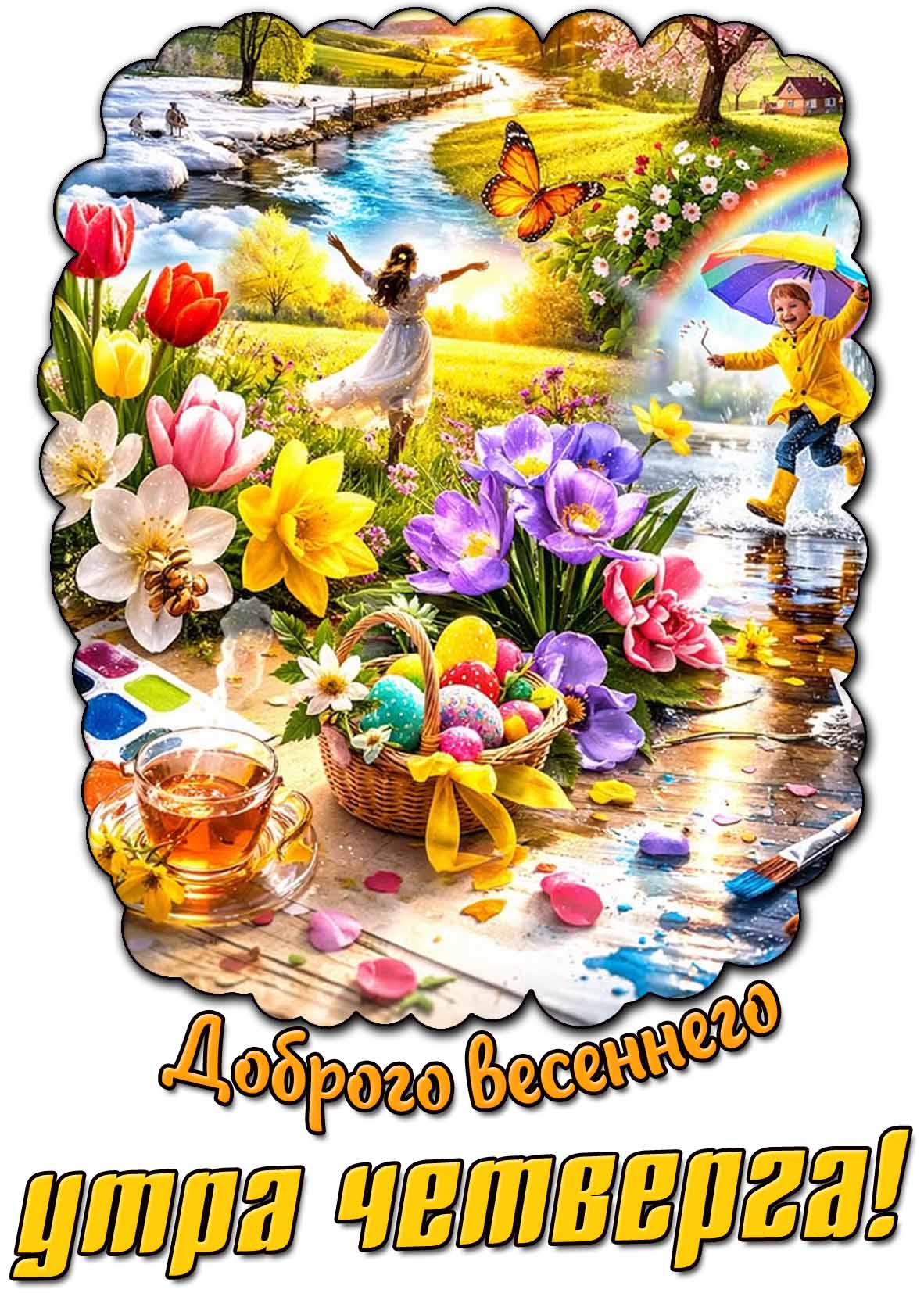 Красивая открытка доброго весеннего утра четверга