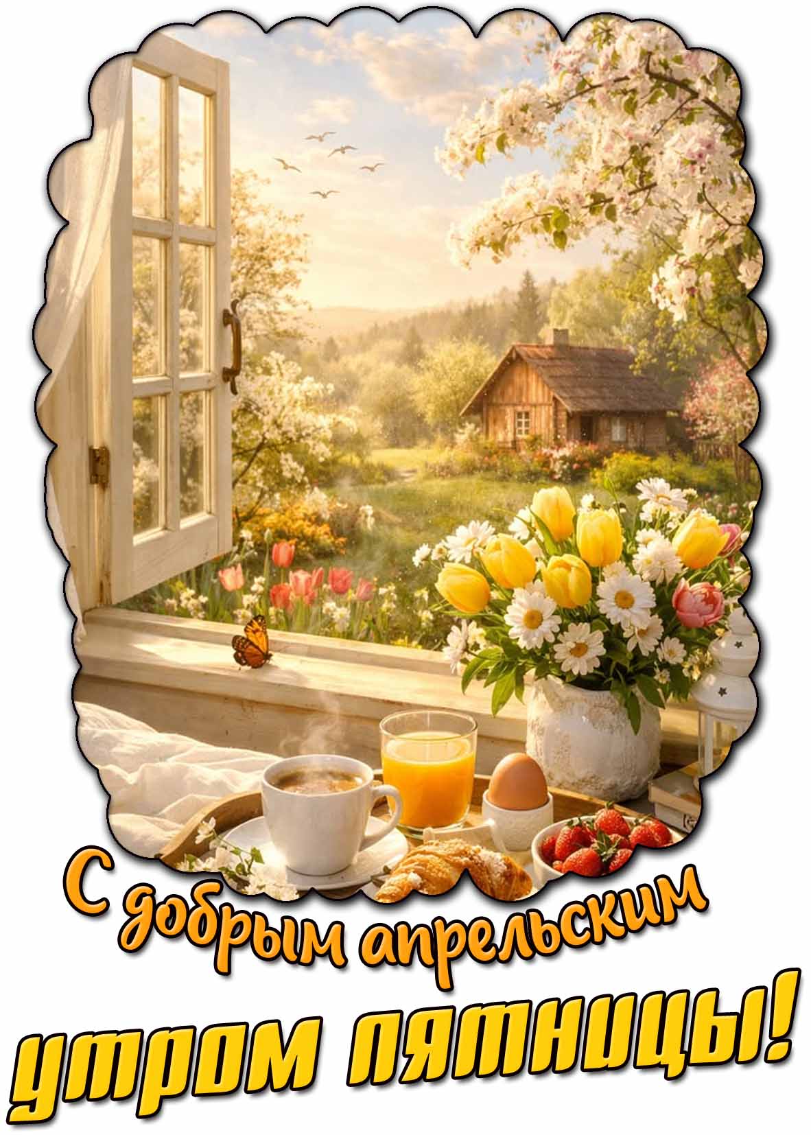 Открытка с добрым апрельским утром пятницы