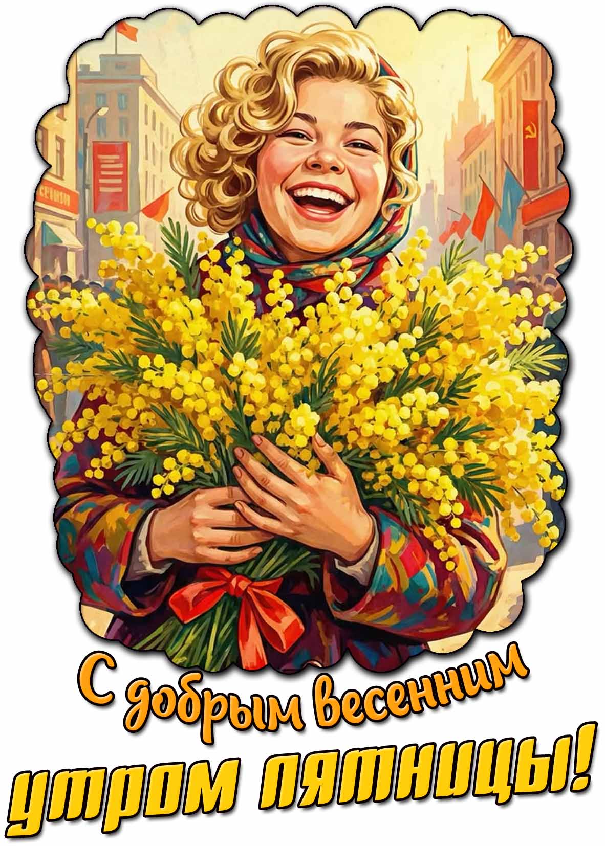 Советская картинка с добрым весенним утром пятницы