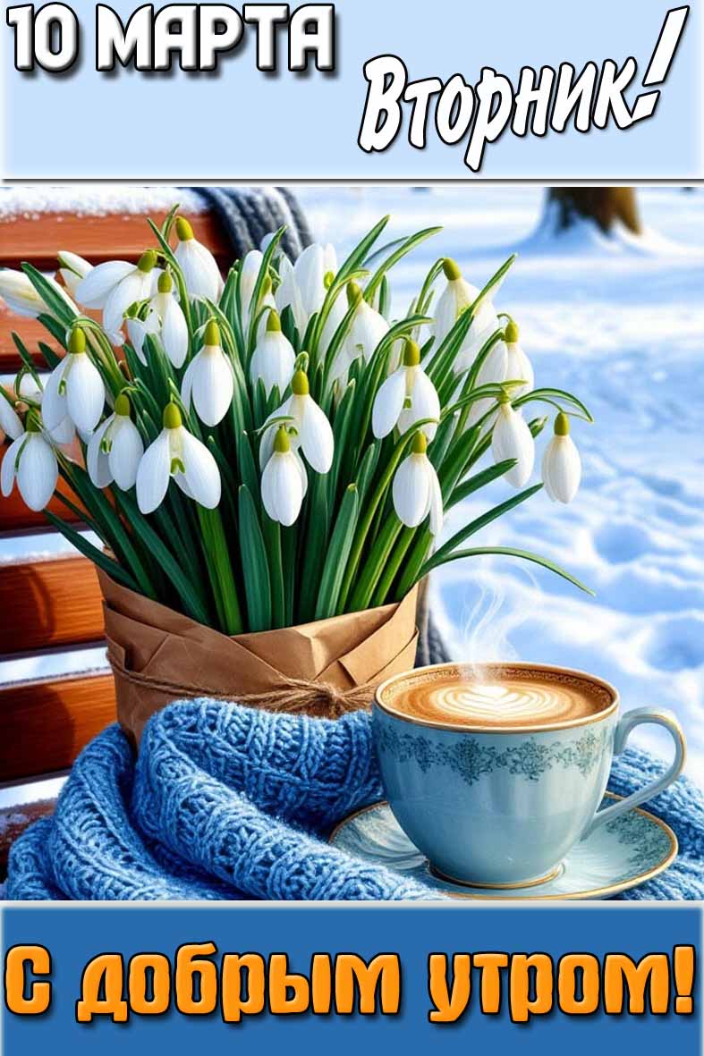 Открытка "10 марта вторник! С добрым утром!"