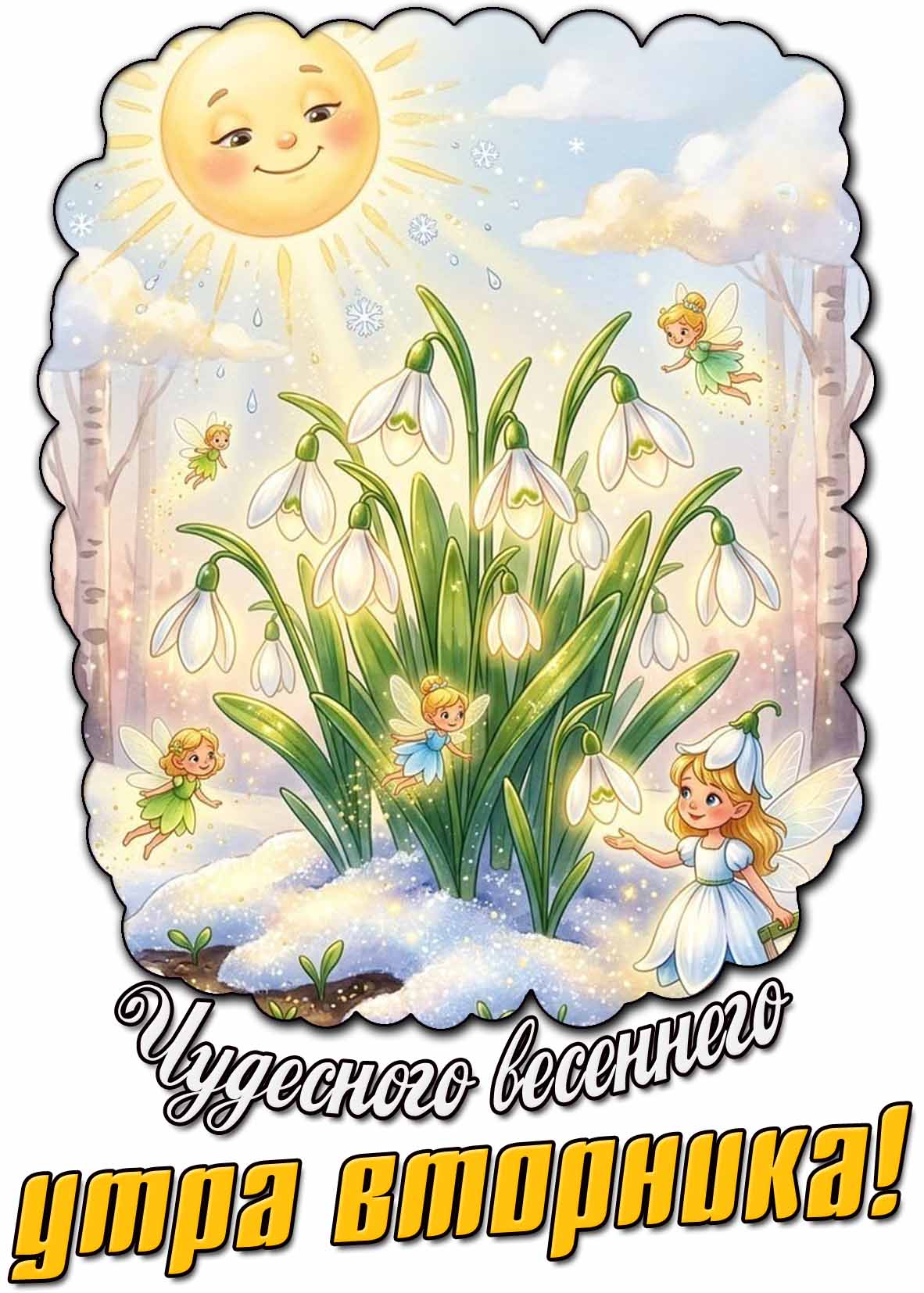 Открытка чудесного весеннего утра вторника