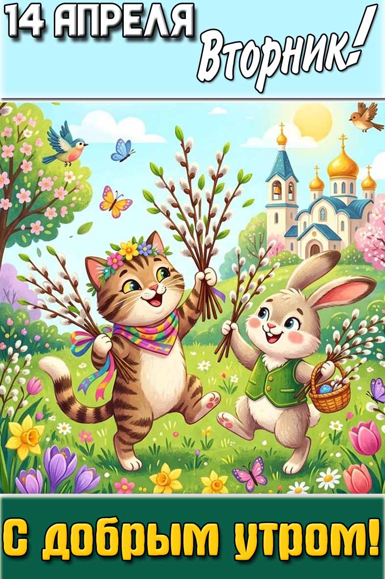 Открытка "14 апреля вторник! С добрым утром!"