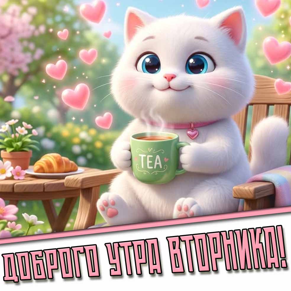Доброго утра вторника! - мультяшная весенняя открытка