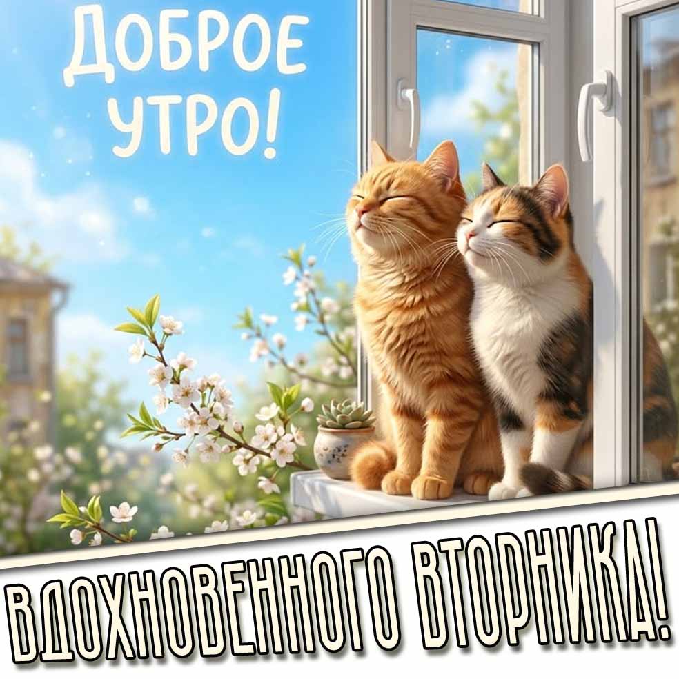 Весенняя открытка "Доброе утро! Вдохновенного вторника!"