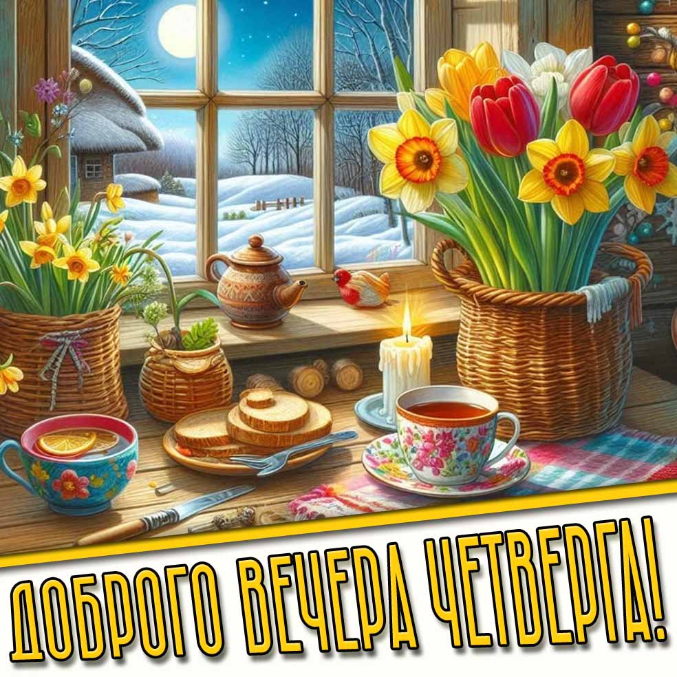 Доброго вечера четверга! - картинка с весенними цветами