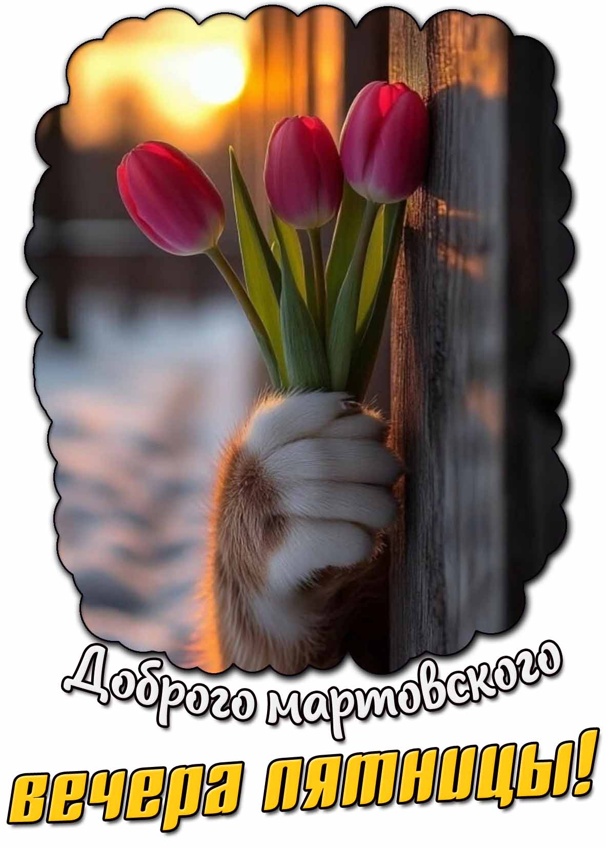 Открытка доброго мартовского вечера пятницы