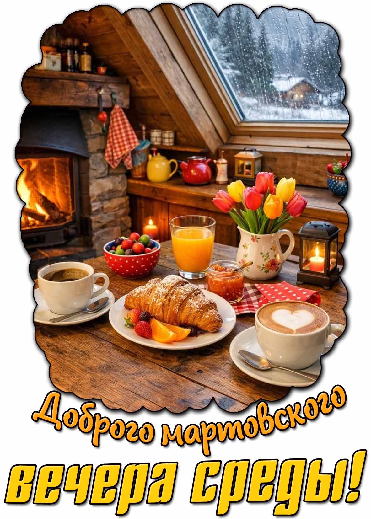 Открытка доброго мартовского вечера среды