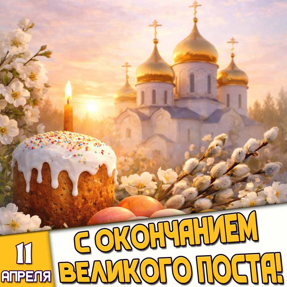 Открытка 11 апреля - с окончанием Великого поста!