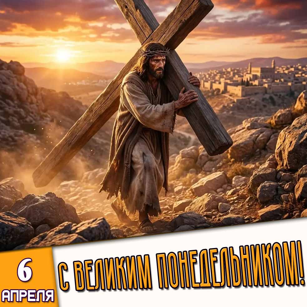 Открытка 6 апреля - с Великим понедельником!