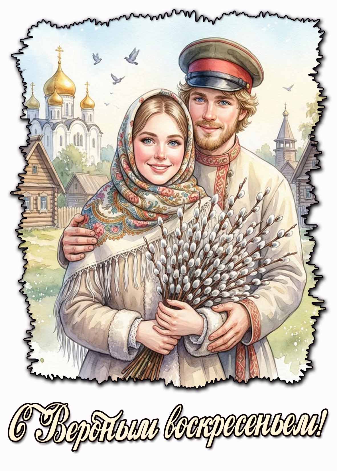 Открытка с Вербным воскресеньем