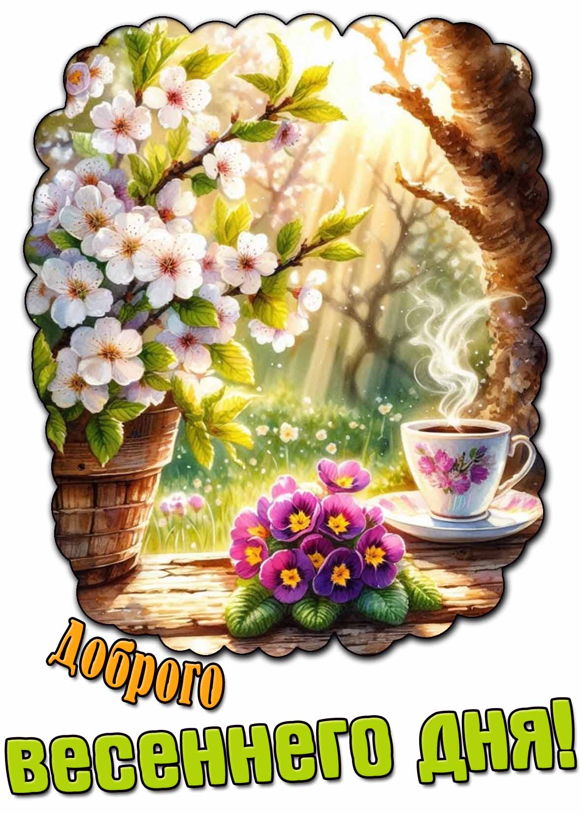Красивая открытка доброго весеннего дня