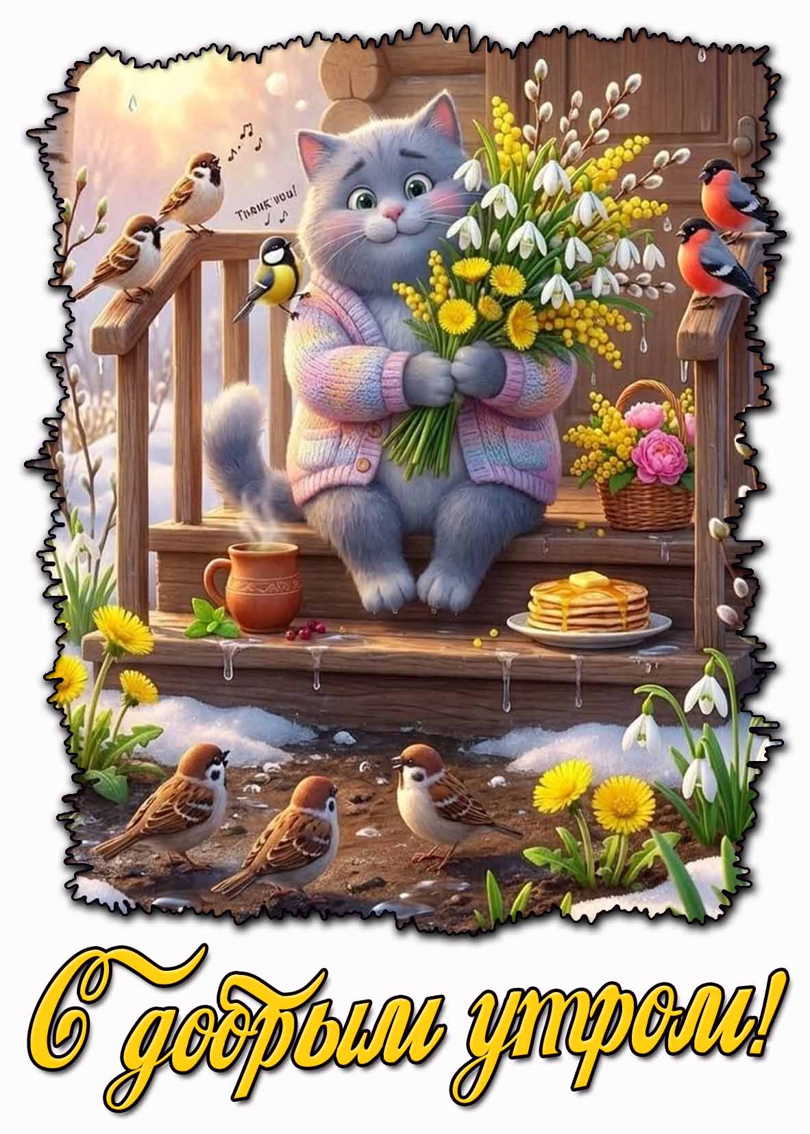 Красивая весенняя открытка "С добрым утром!"
