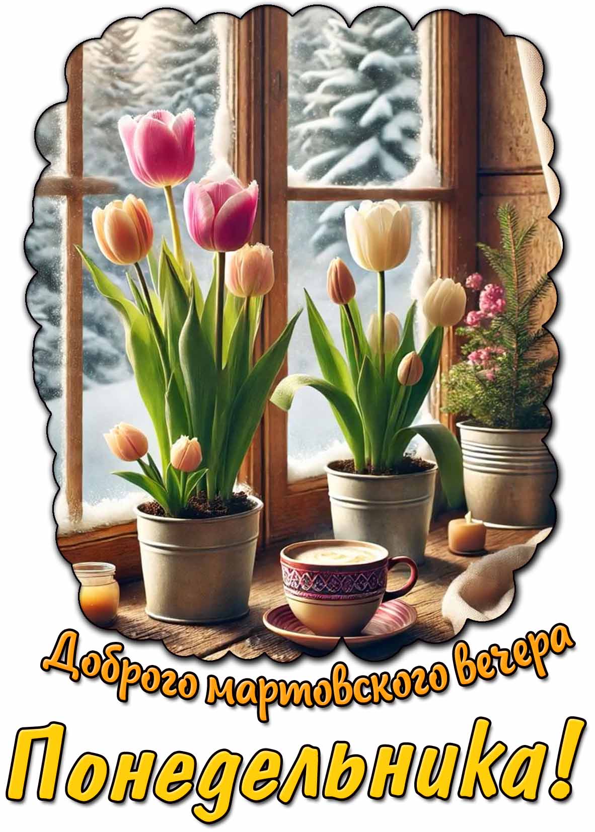 Открытка доброго мартовского вечера понедельника