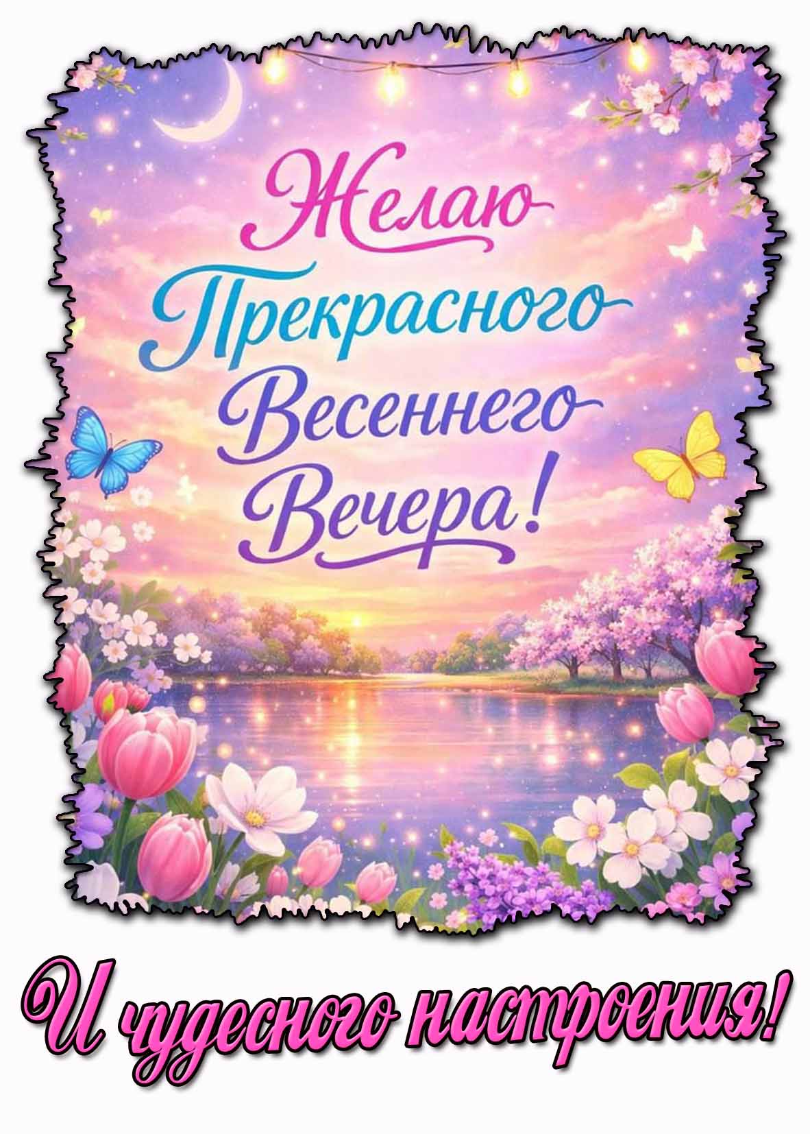 Картинка "Желаю прекрасного весеннего вечера! И чудесного настроения!"