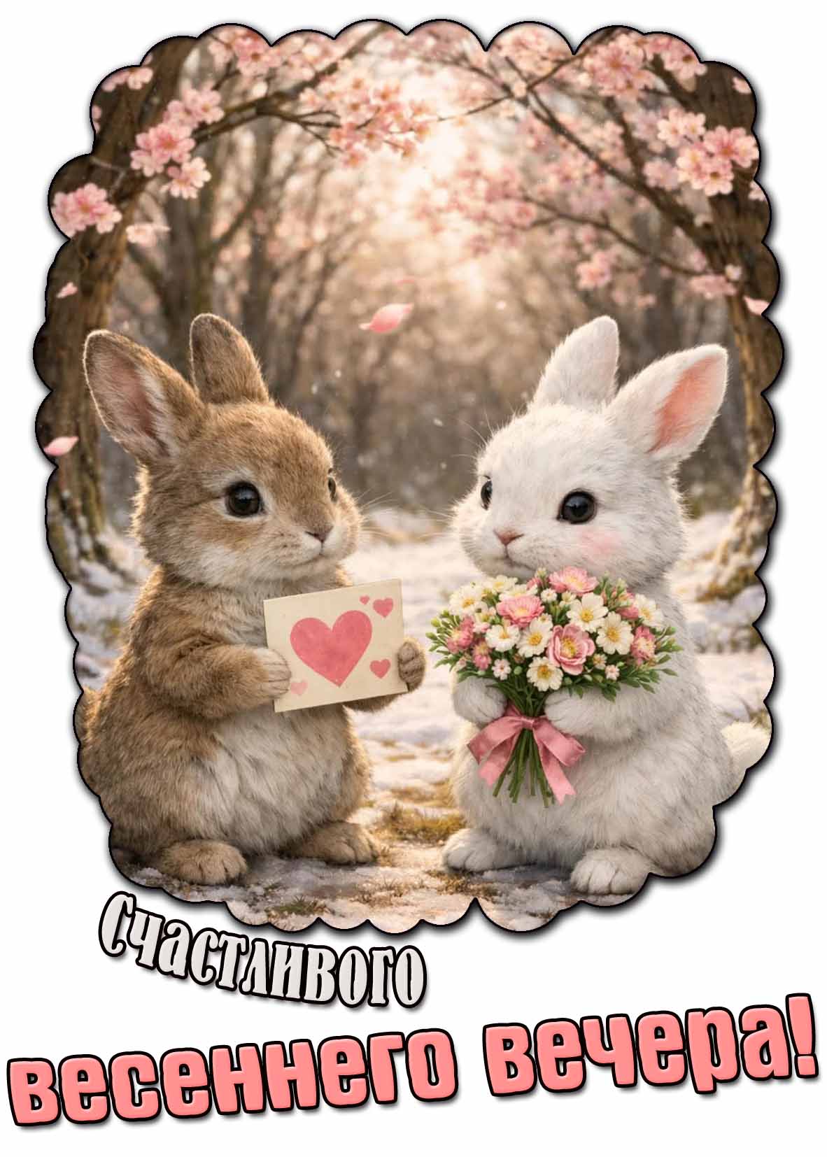 Прикольная открытка "Счастливого весеннего вечера!"