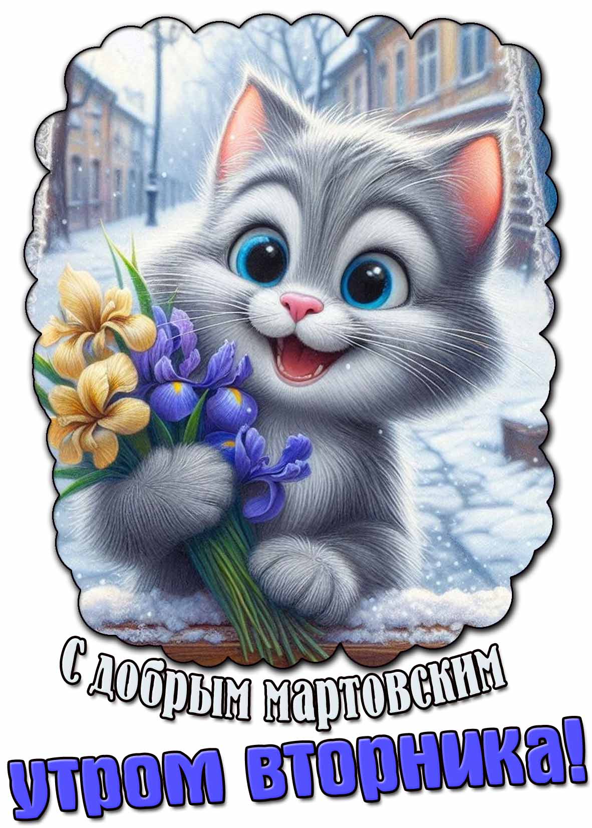 Прикольная открытка с добрым мартовским утром вторника