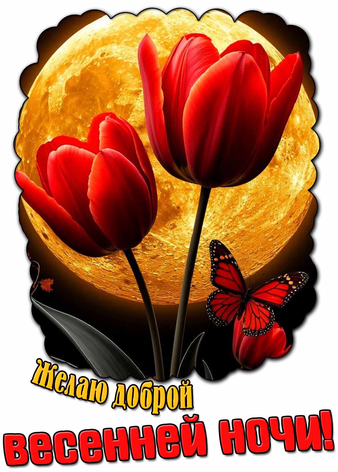 Открытка "Желаю доброй весенней ночи!"