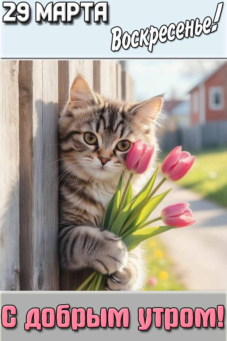 Открытка "29 марта воскресенье! С добрым утром!"