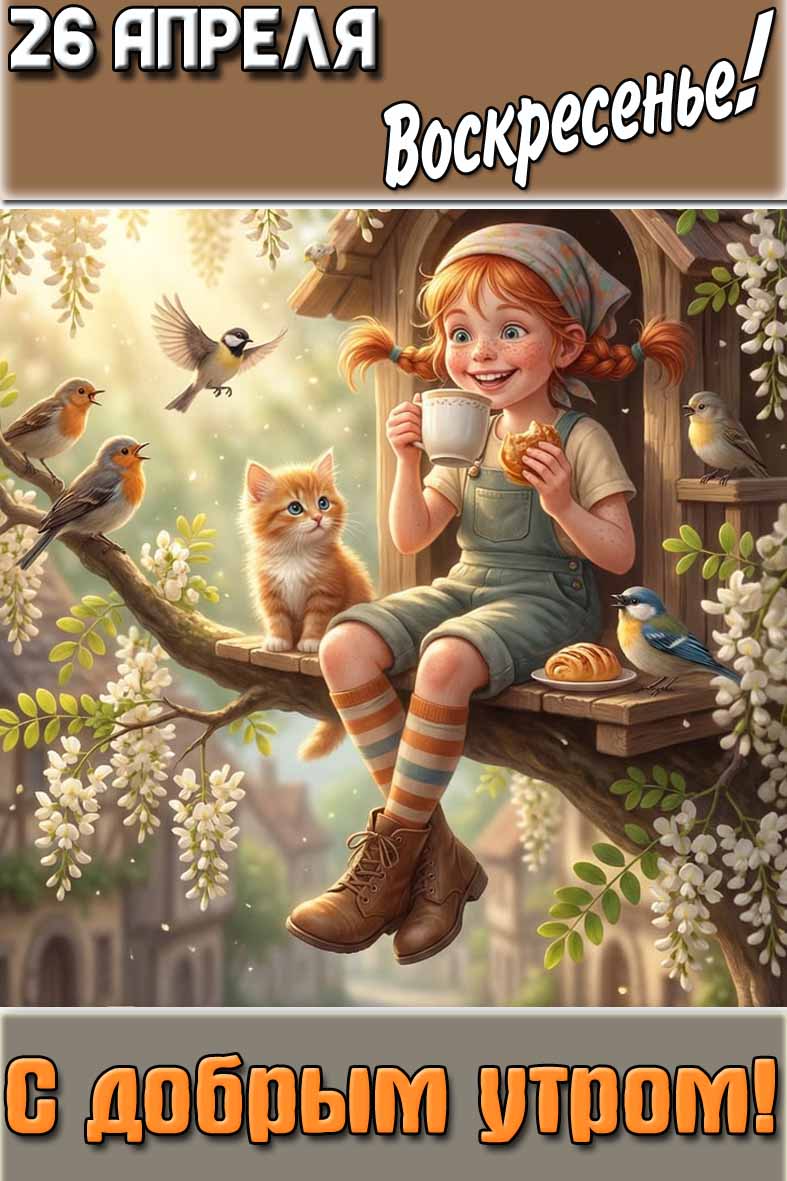 Открытка "26 апреля воскресенье! С добрым утром!"