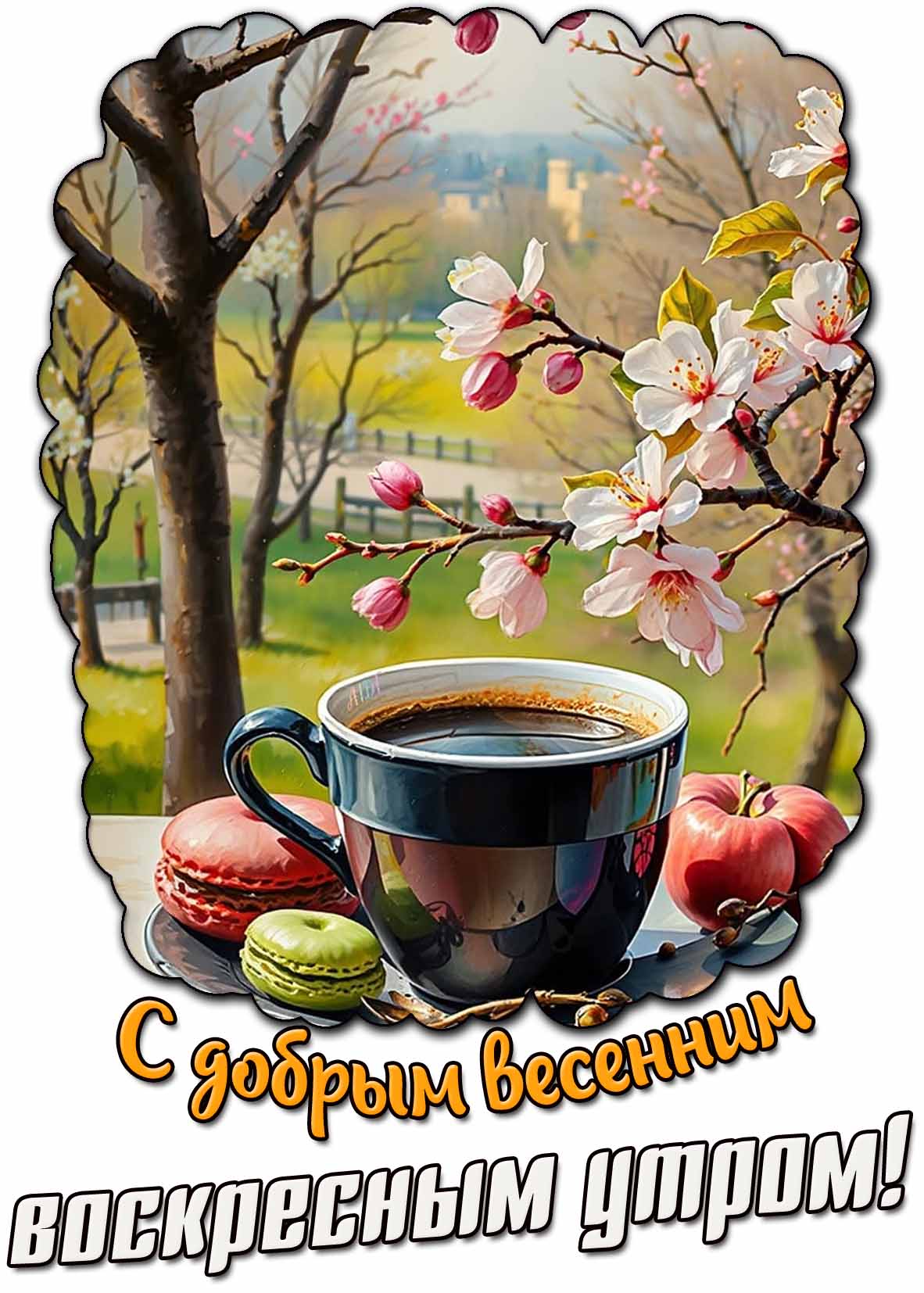 С добрым весенним воскресным утром! - картинка с кофе