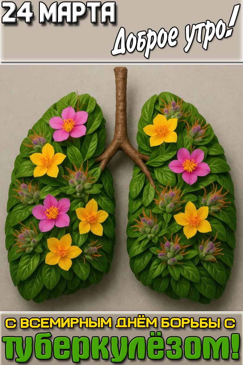 Открытка "24 марта доброе утро! С Всемирным днём борьбы с туберкулёзом!"