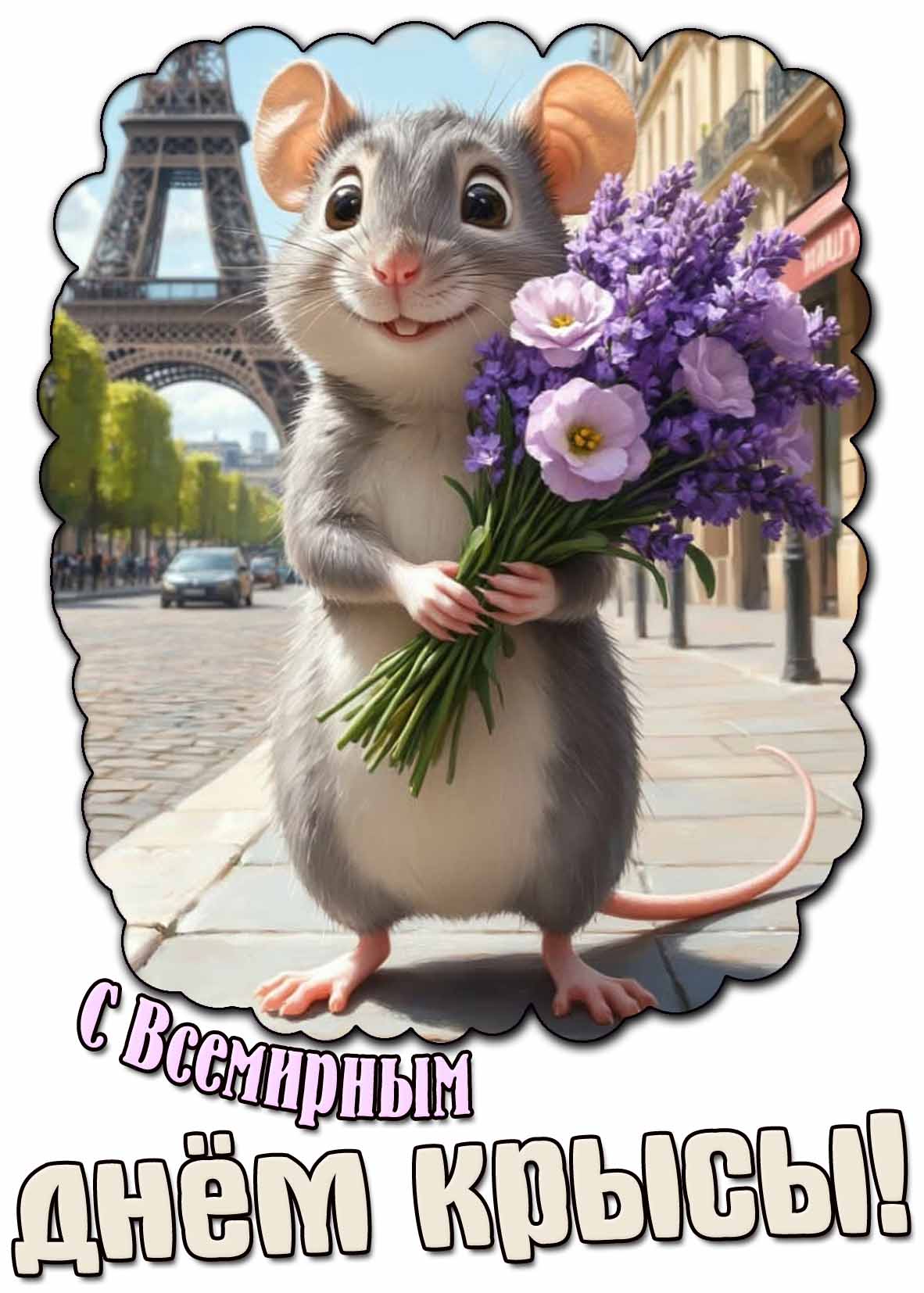 С Всемирным днём крысы! - красивая открытка