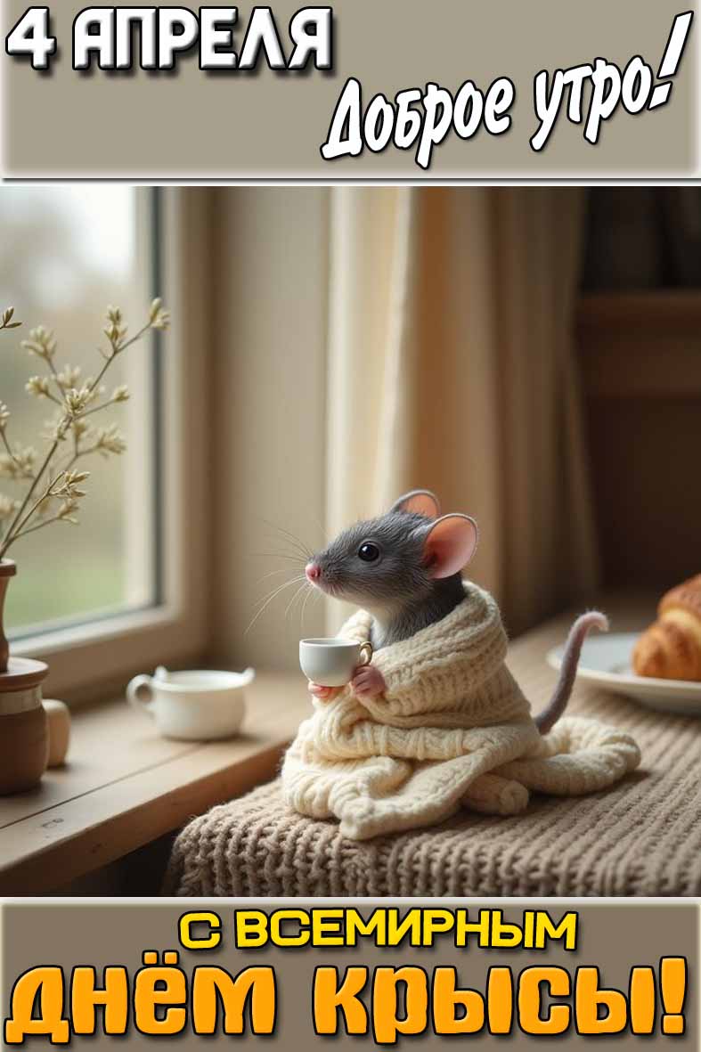 Картинка "4 апреля доброе утро! С Всемирным днём крысы!"