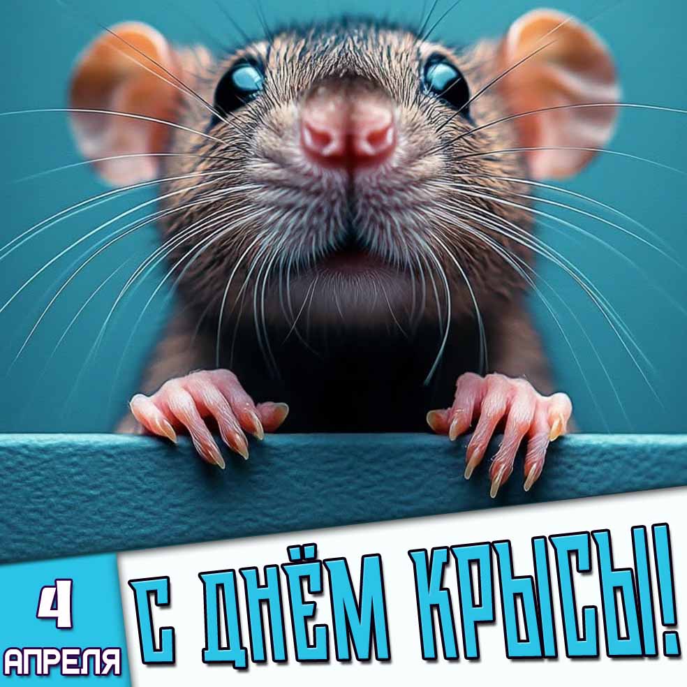Открытка 4 апреля - с днём крысы!