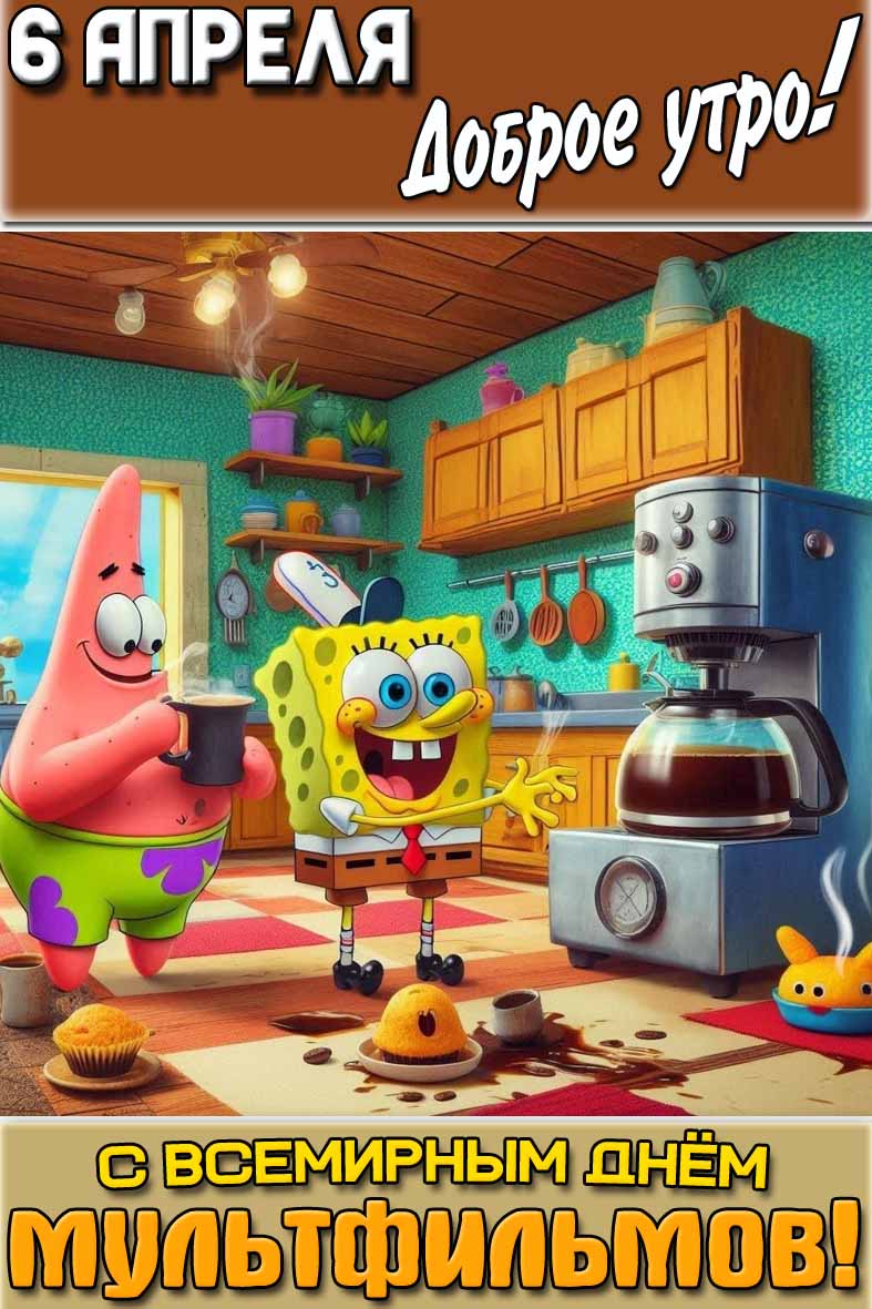 Картинка "6 апреля доброе утро! С Всемирным днём мультфильмов!"