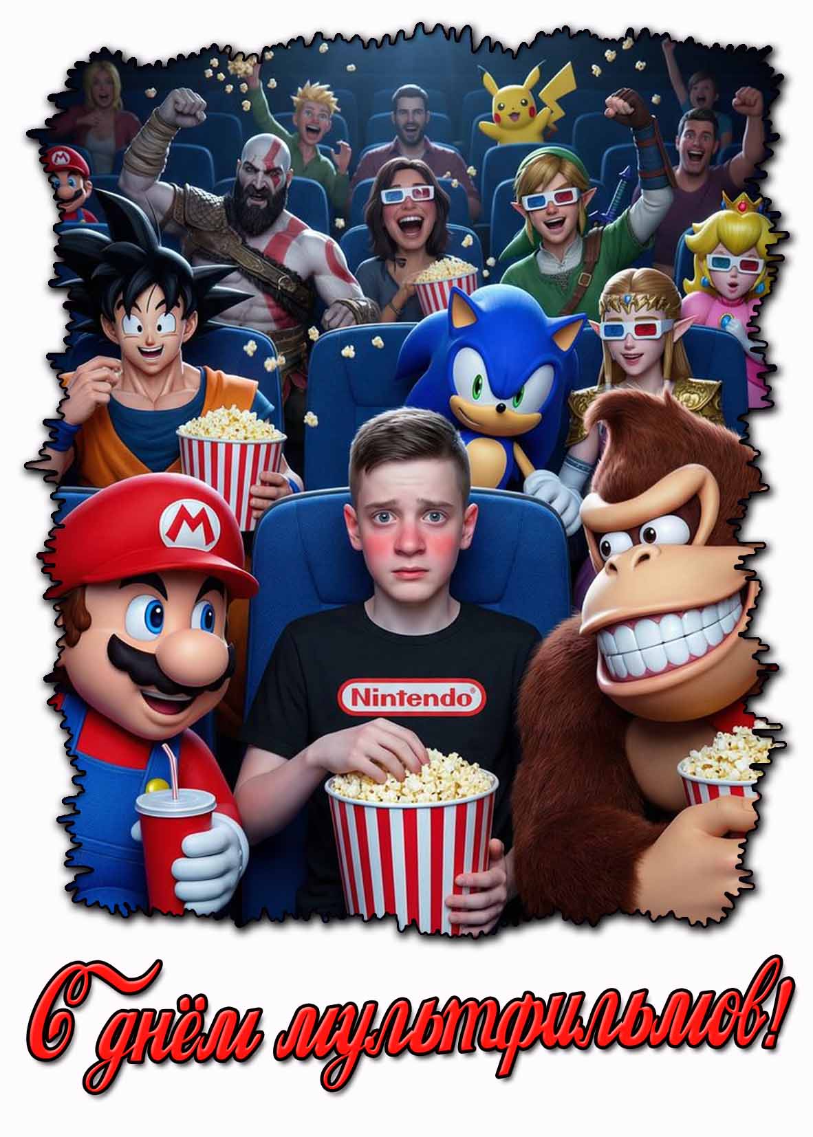 Креативная открытка с днём мультфильмов