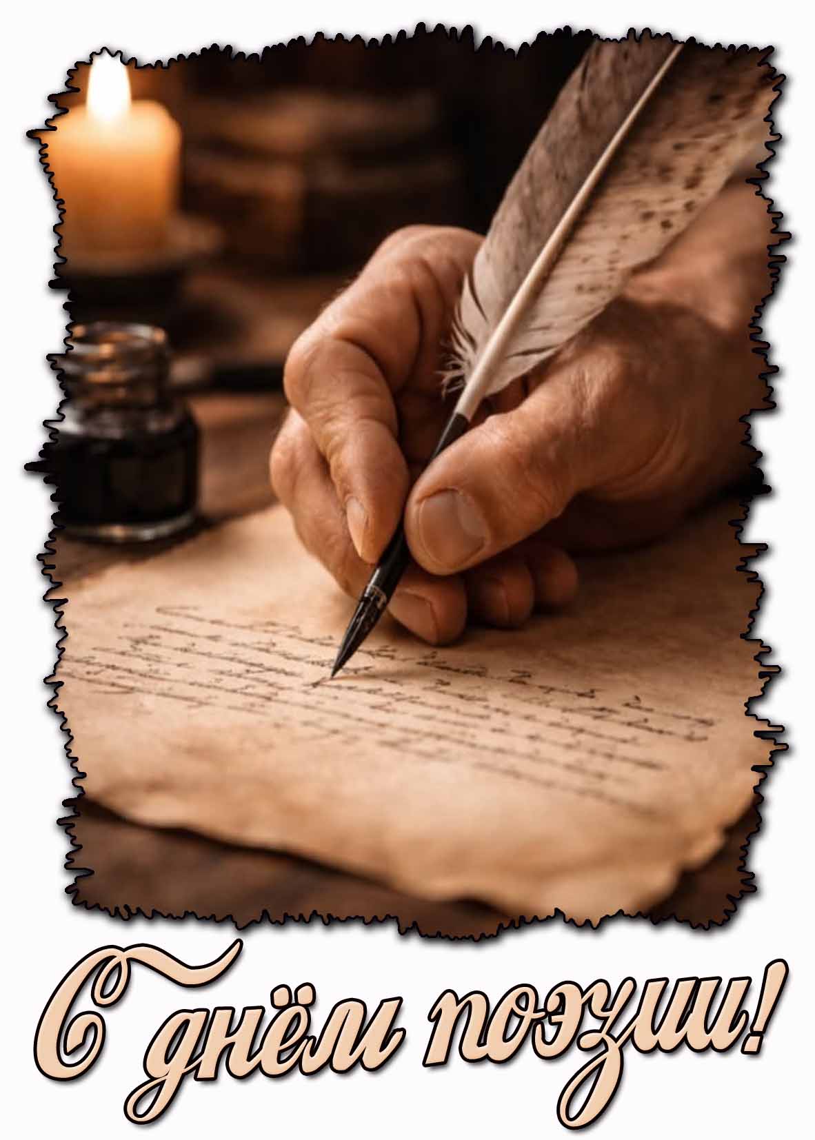 С днём поэзии! - красивая открытка