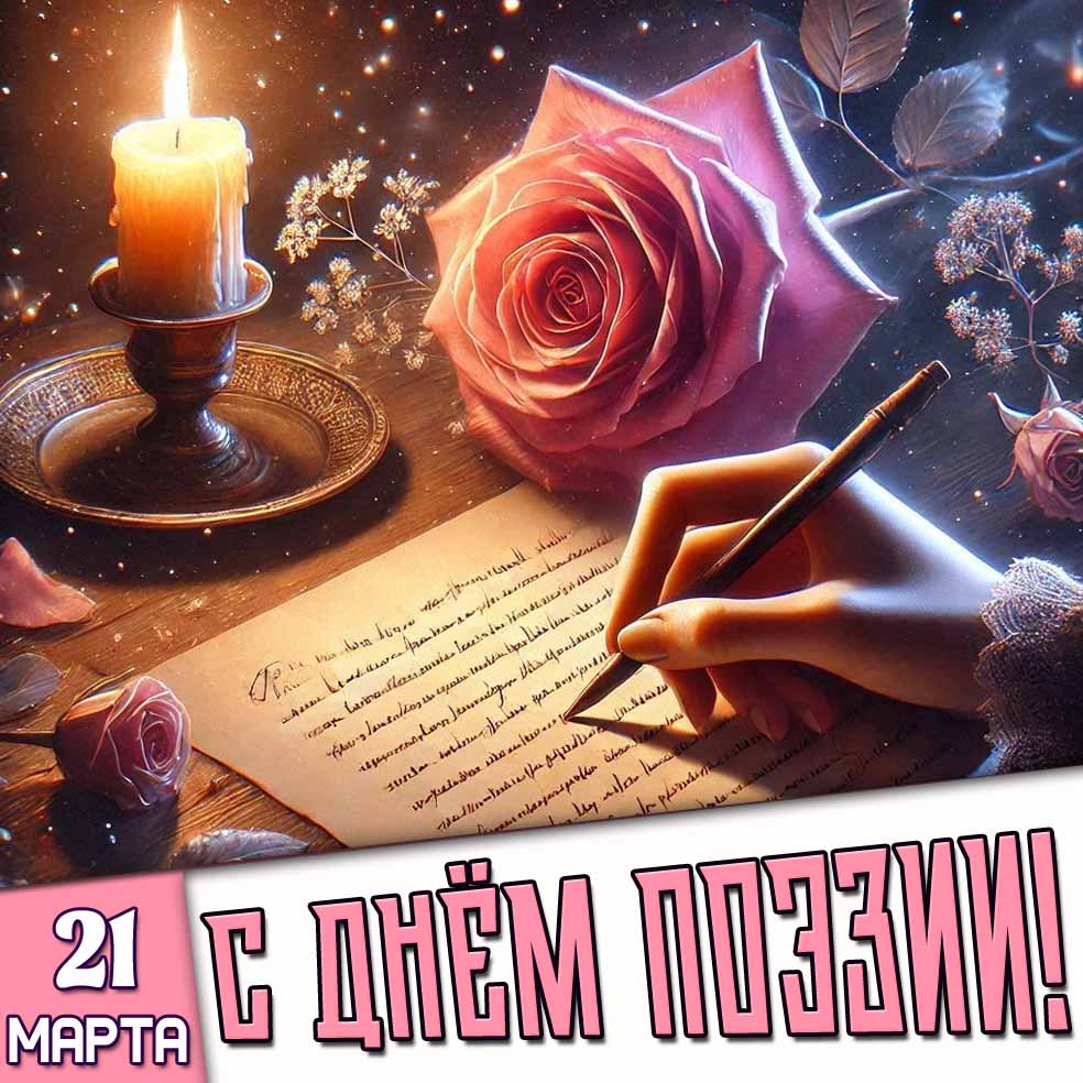 Открытка 21 марта - с днём поэзии!