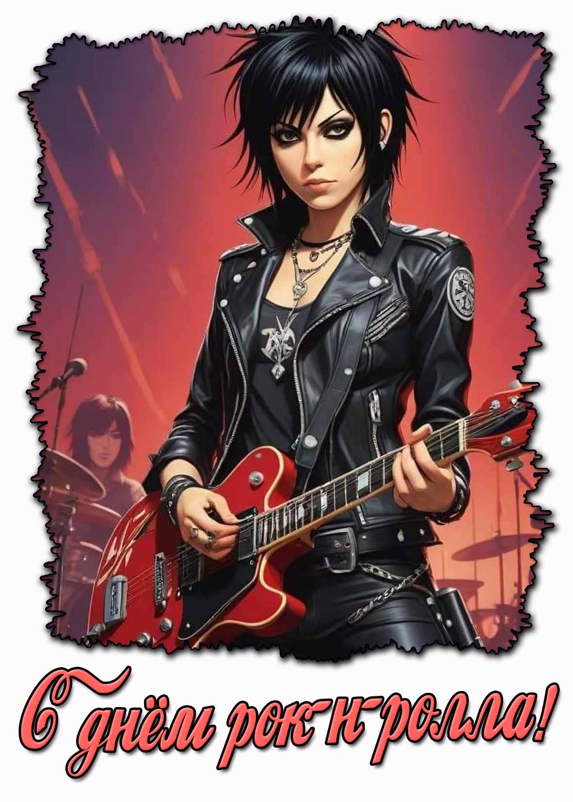С днём рок-н-ролла! - стильная открытка