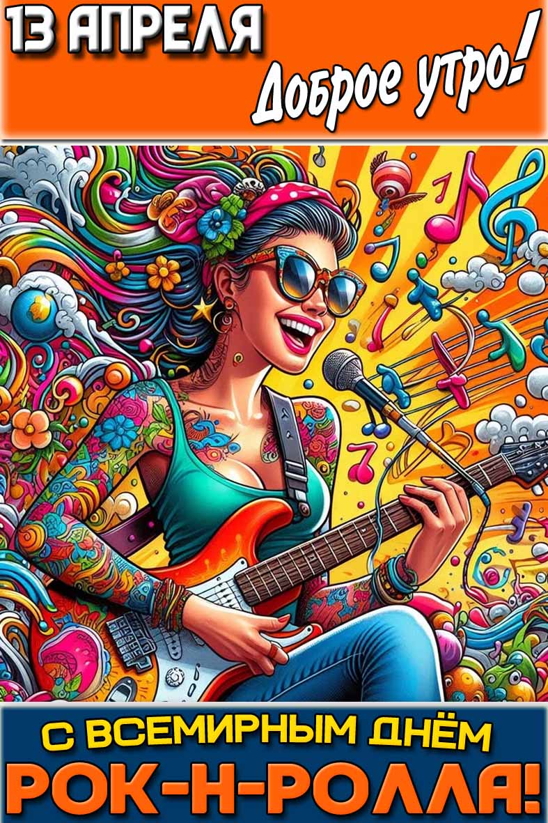Картинка "13 апреля доброе утро! С Всемирным днём рок-н-ролла!"