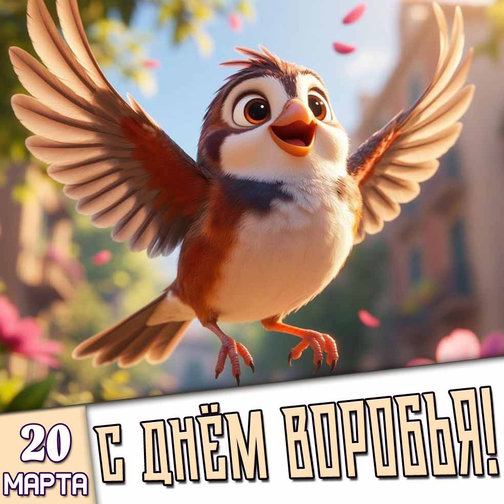 Картинка 20 марта - с днём воробья!