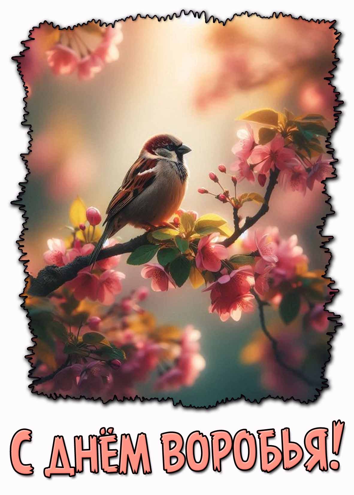 С днём воробья! - весенняя открытка