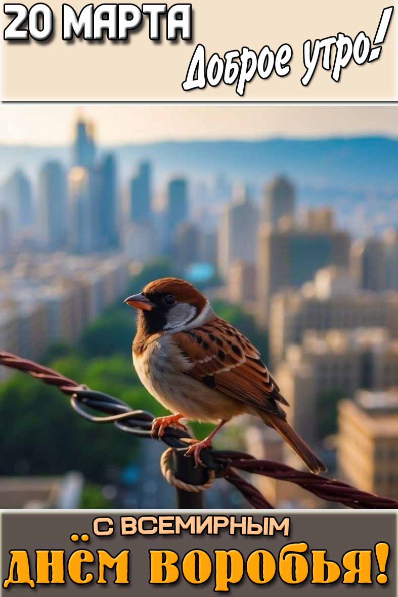 Картинка "20 марта доброе утро! С Всемирным днём воробья!"