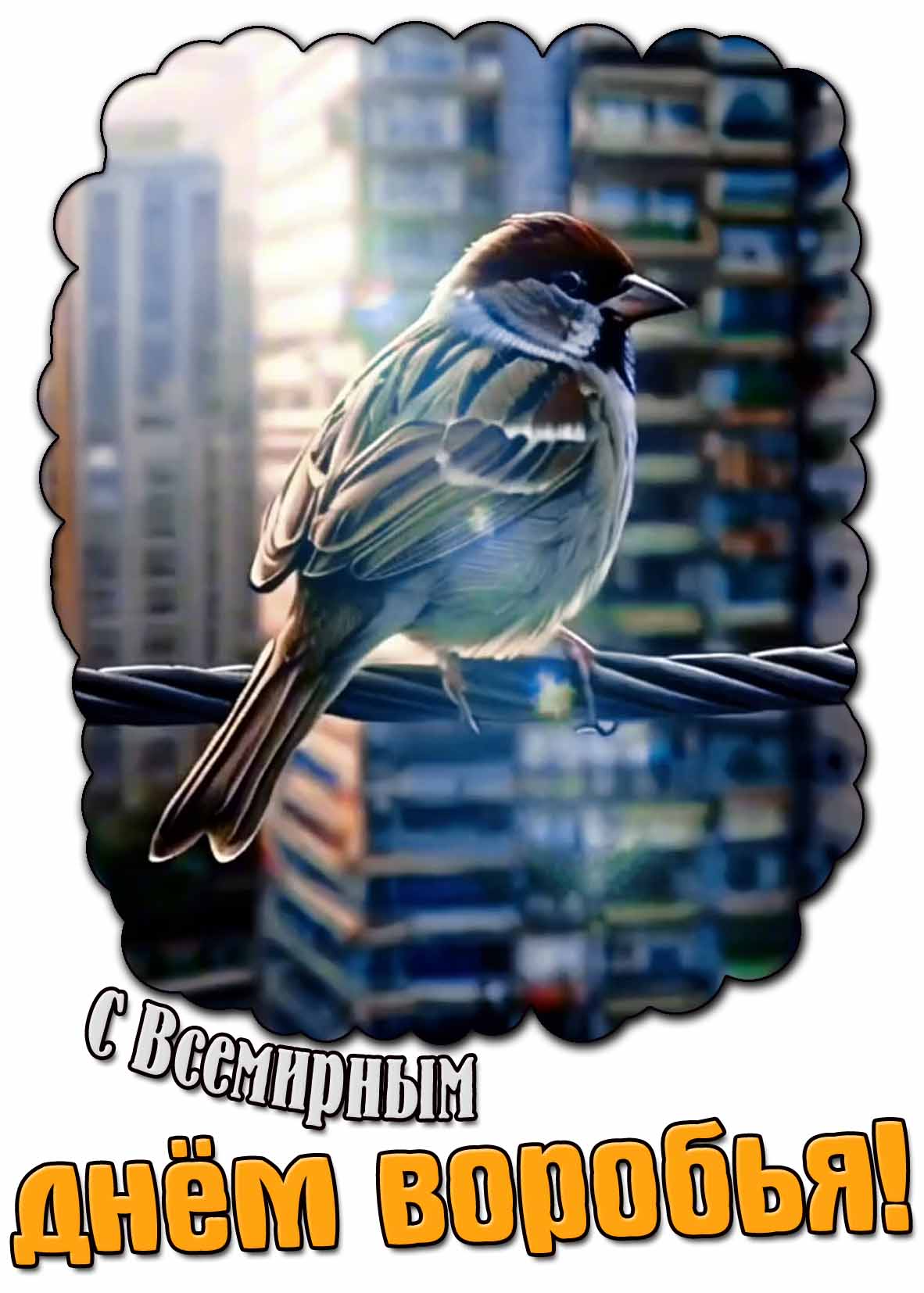 Открытка с Всемирным днём воробья