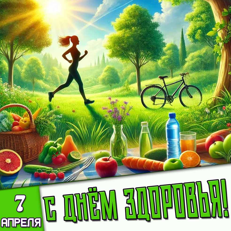 Открытка 7 апреля - с днём здоровья!