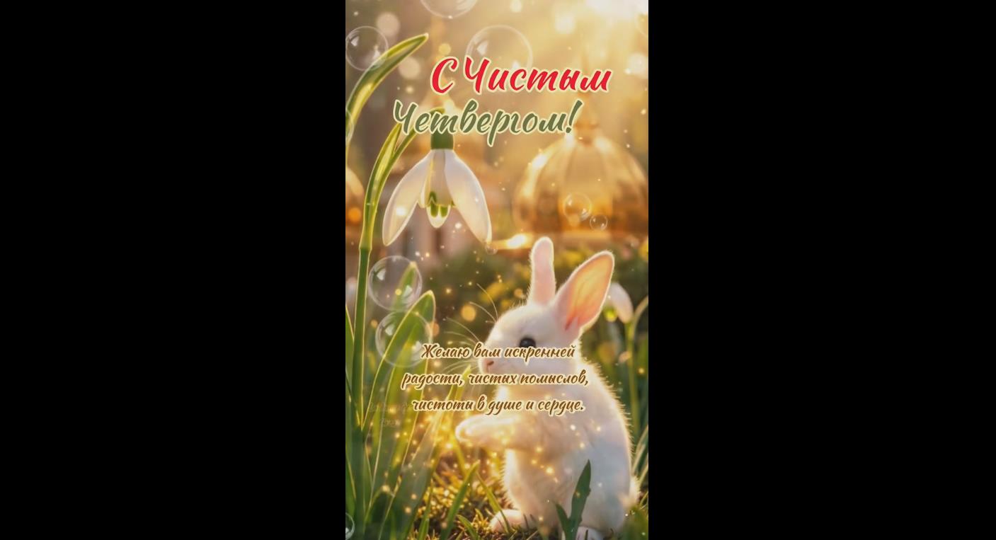 Музыкальная видео открытка "С Чистым четвергом!"