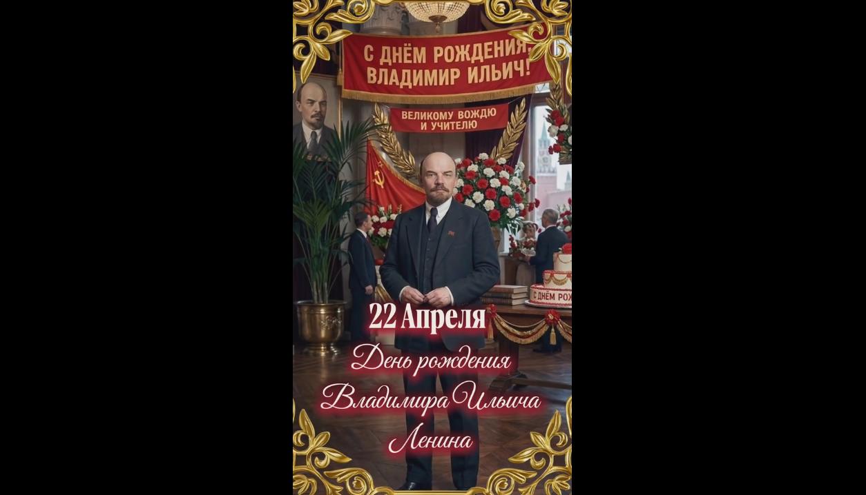 Музыкальная видео открытка ко дню рождения В. И. Ленина - 22 апреля