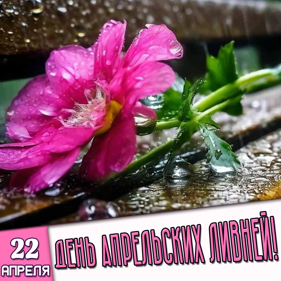 Открытка 22 апреля - день апрельских ливней!