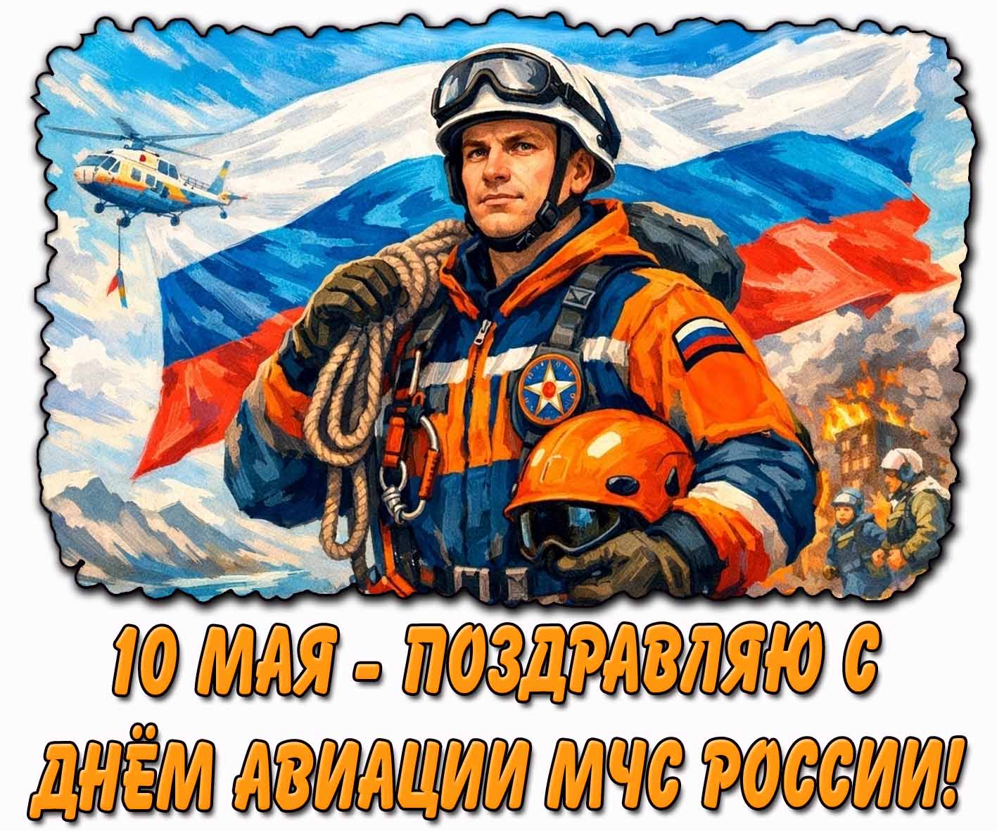 Открытка 10 мая - Поздравляю с днём авиации МЧС России!