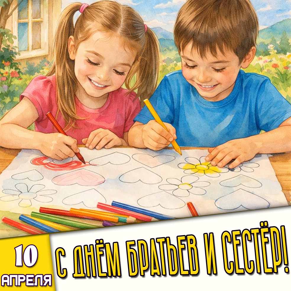 Картинка 10 апреля - с днём братьев и сестёр!