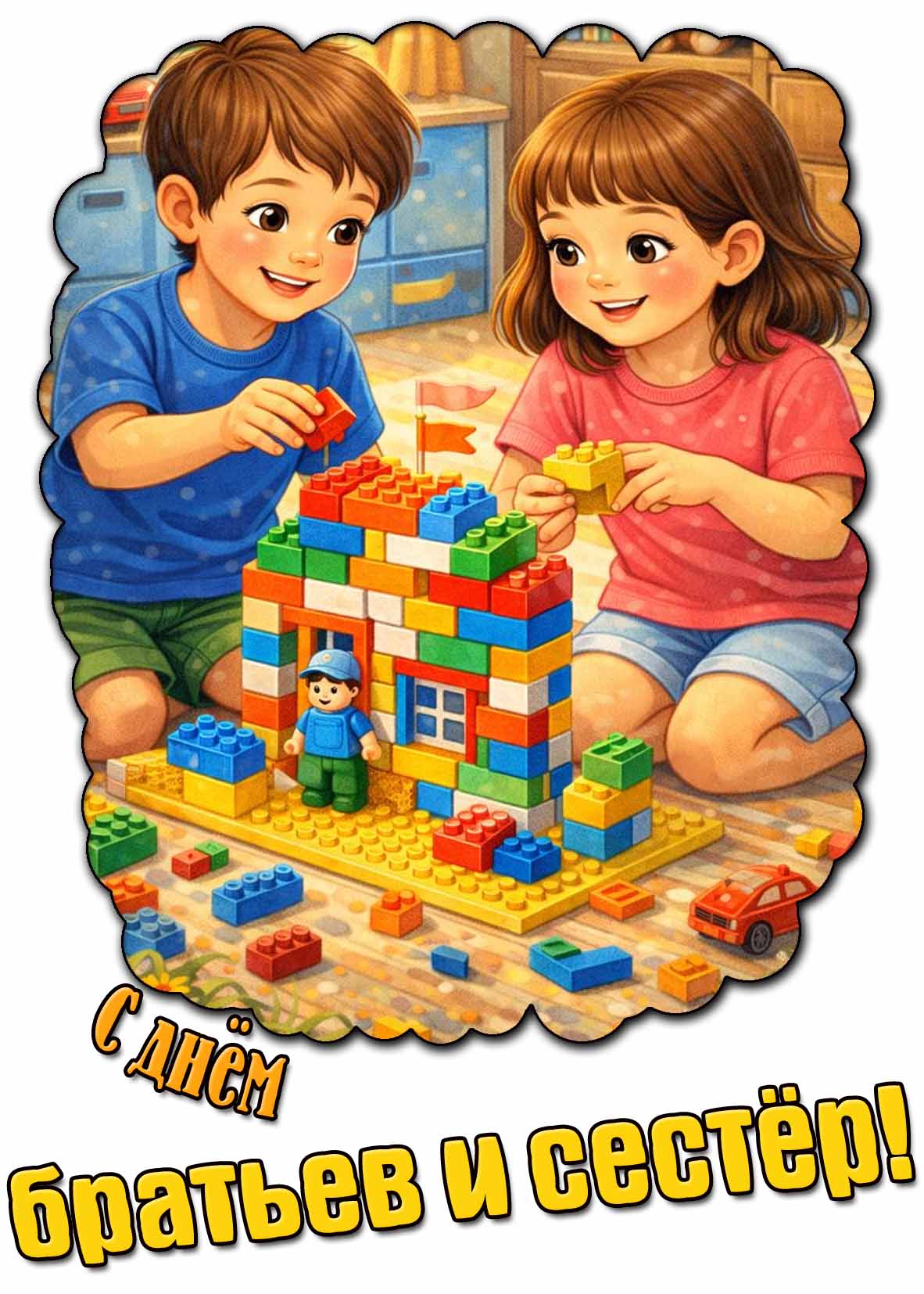 Прикольная открытка с днём братьев и сестёр