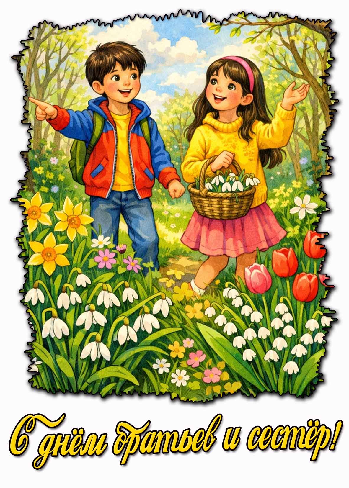 Открытка с днём братьев и сестёр