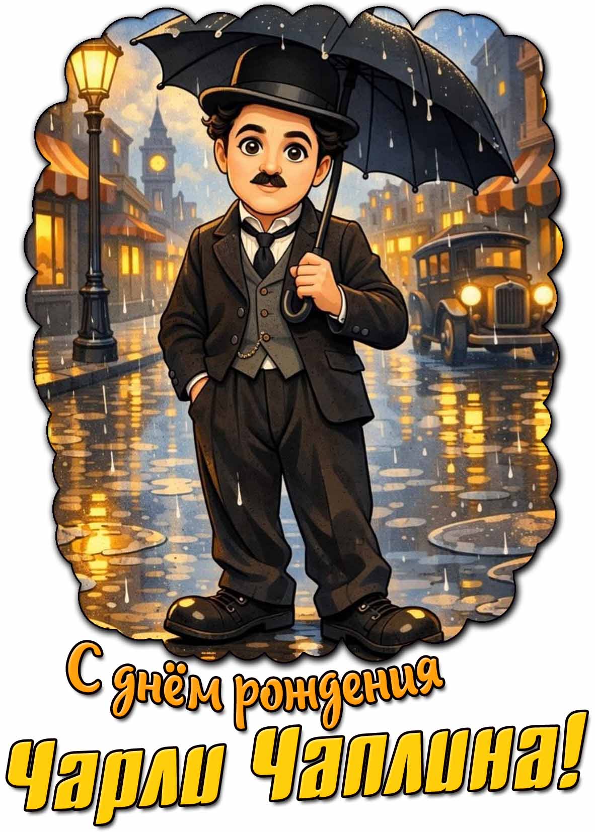 Картинка с днём рождения Чарли Чаплина