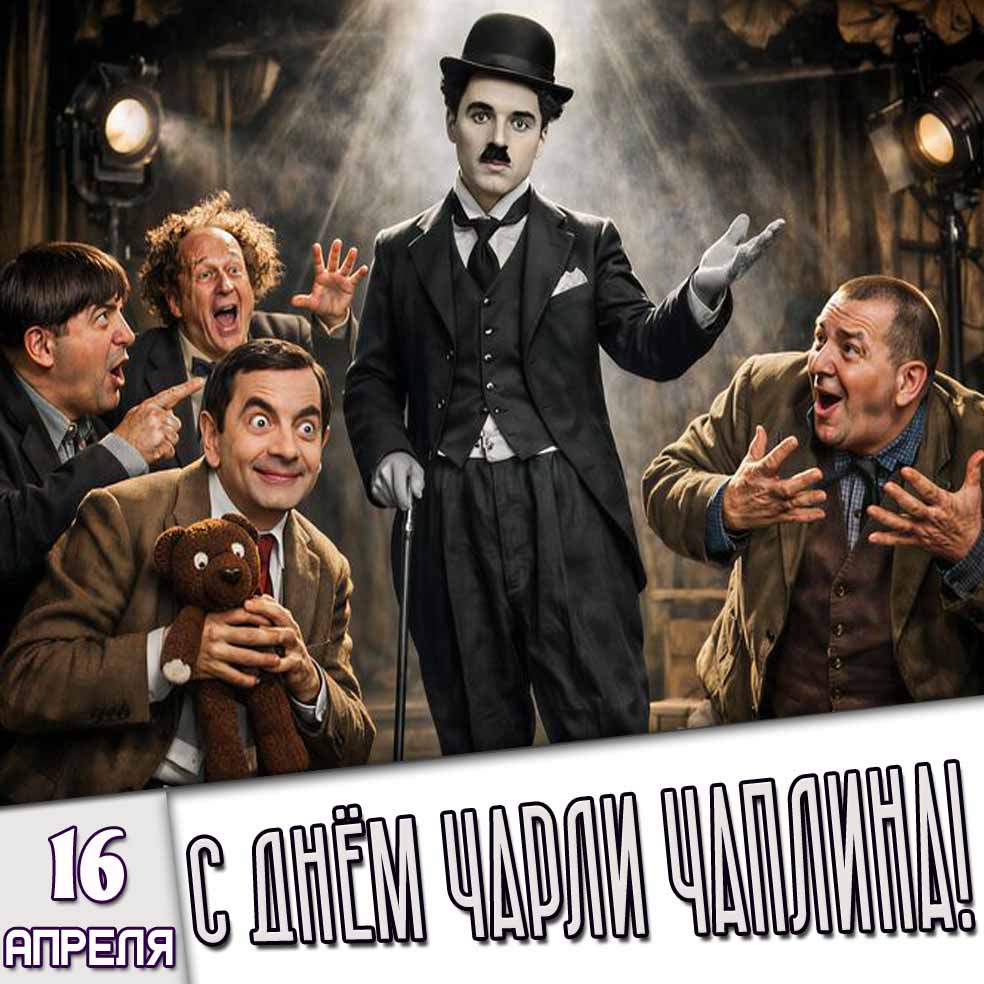 Открытка 16 апреля - с днём Чарли Чаплина!