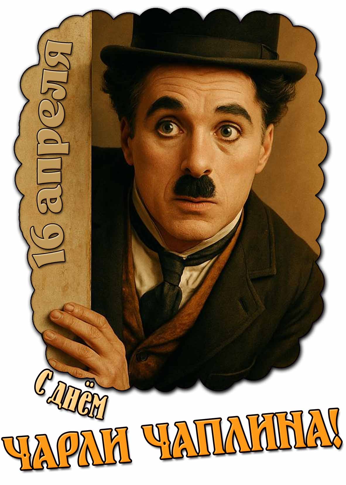 С днём Чарли Чаплина! - красивая картинка на 16 апреля