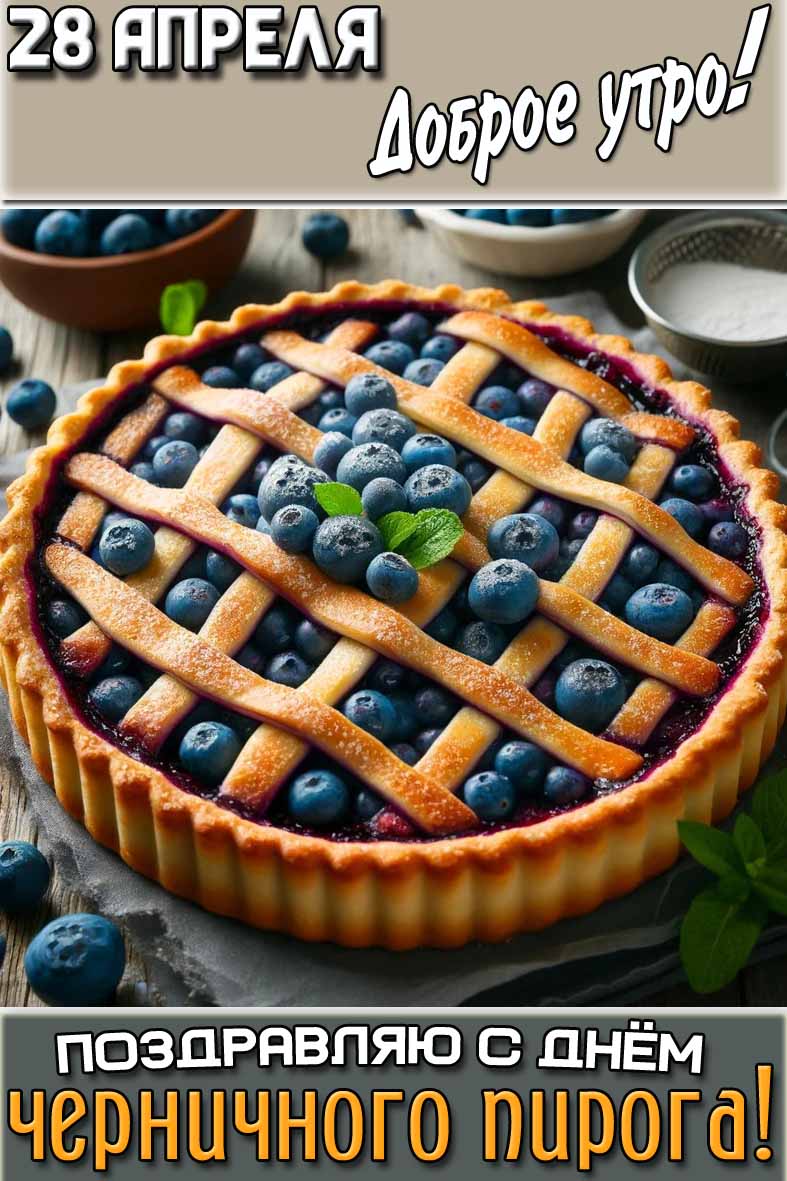 Картинка "28 апреля доброе утро! Поздравляю с днём черничного пирога!"